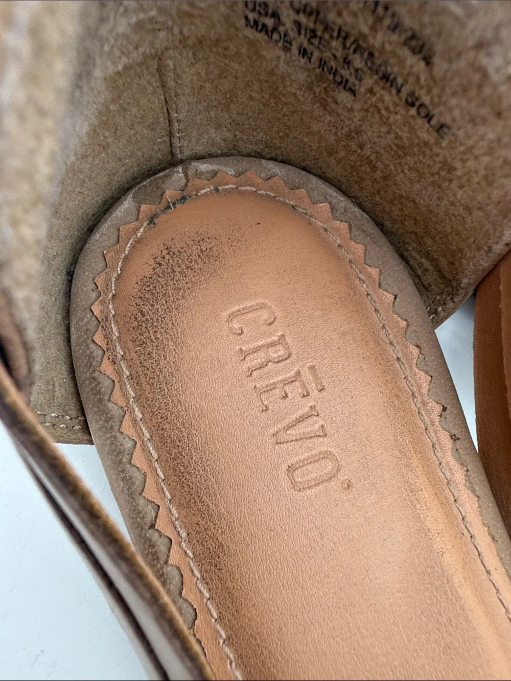 Crevo Brown Woven Leather Women's Flats 8.5 casual office vacation retro Y2K